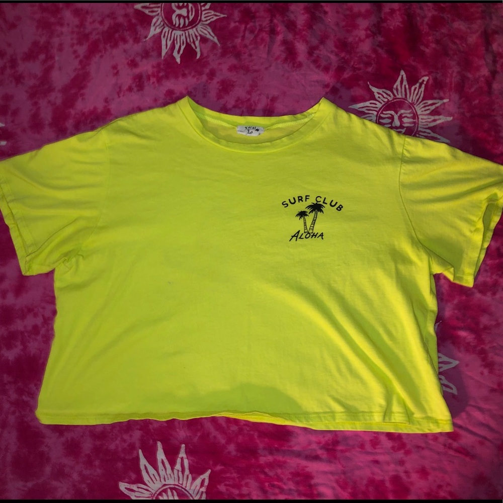 Neon green graphic crop top